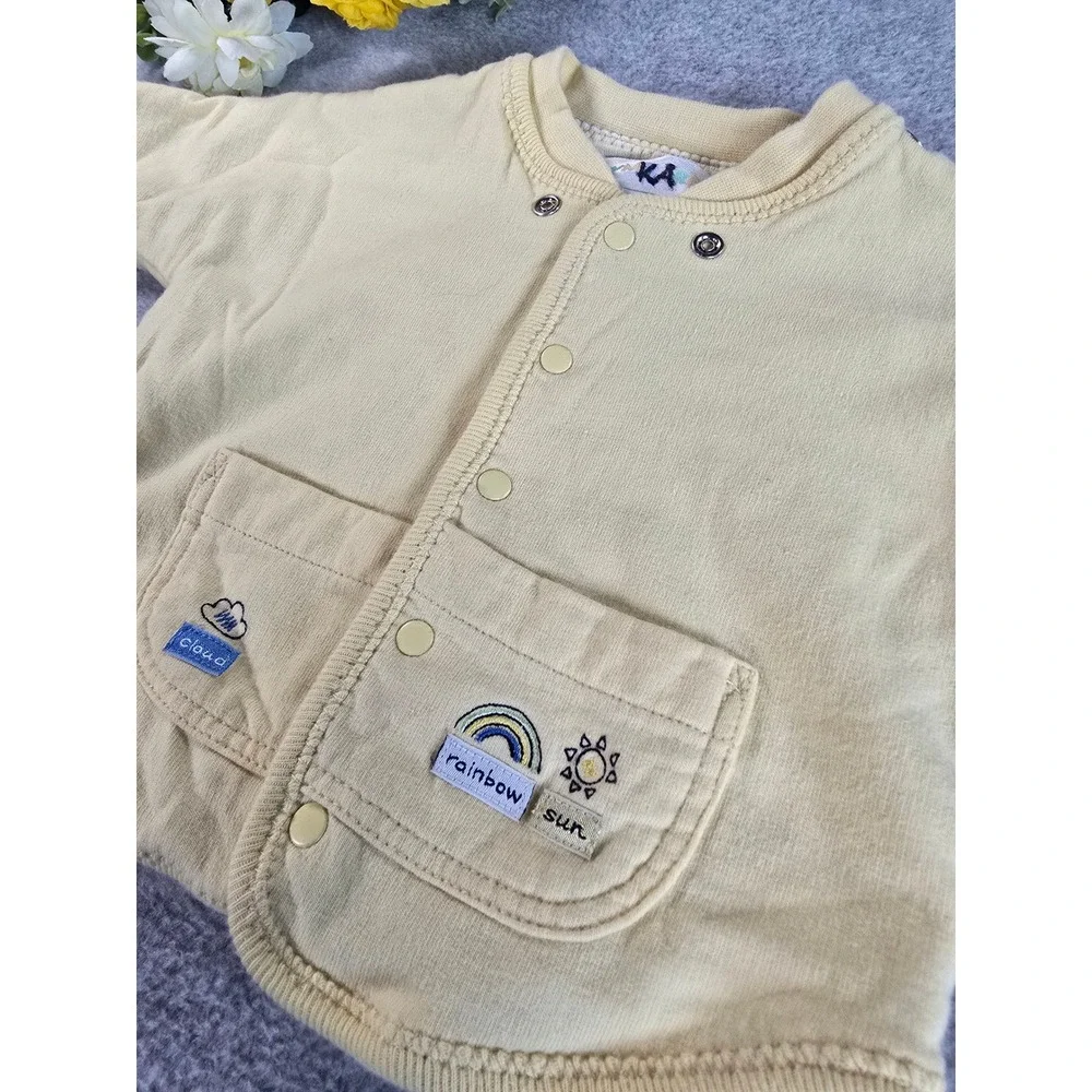 Vintage 1998 Gymboree Baby Cardigan Yellow Pastel Spring Abroad Snap Front 0-3m